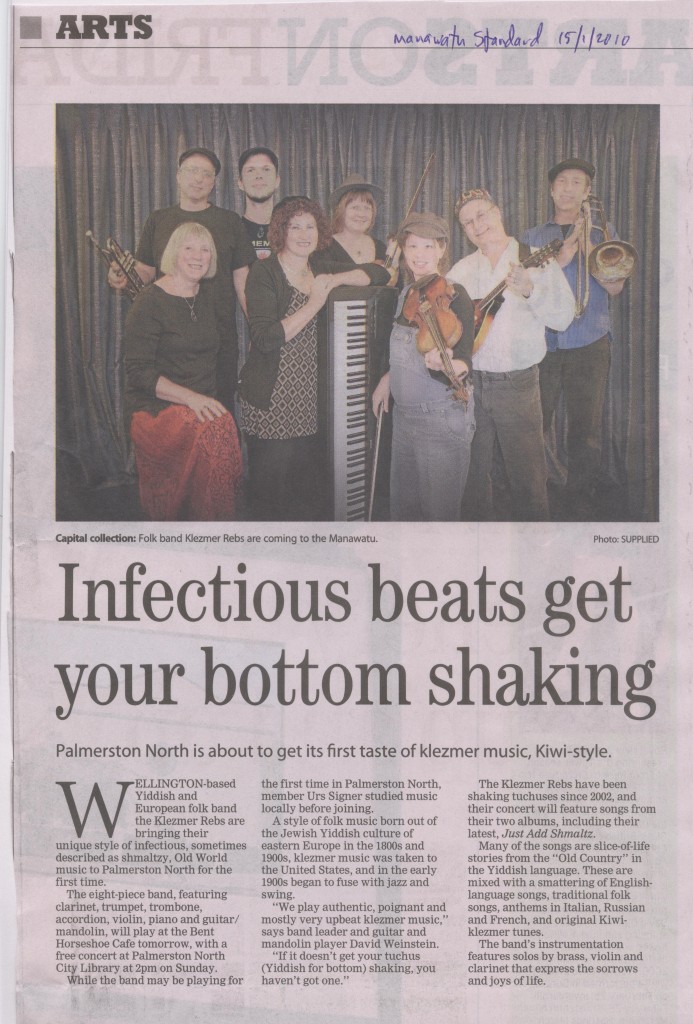 Klezmer Rebs article in Manawatu Standard 15-1-10